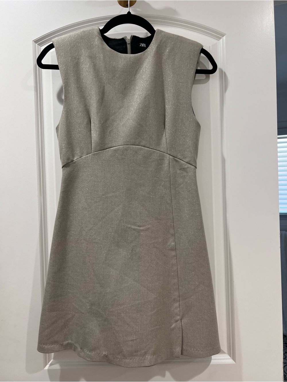 Zara Shimmery Silver Sleeveless Mini Dress